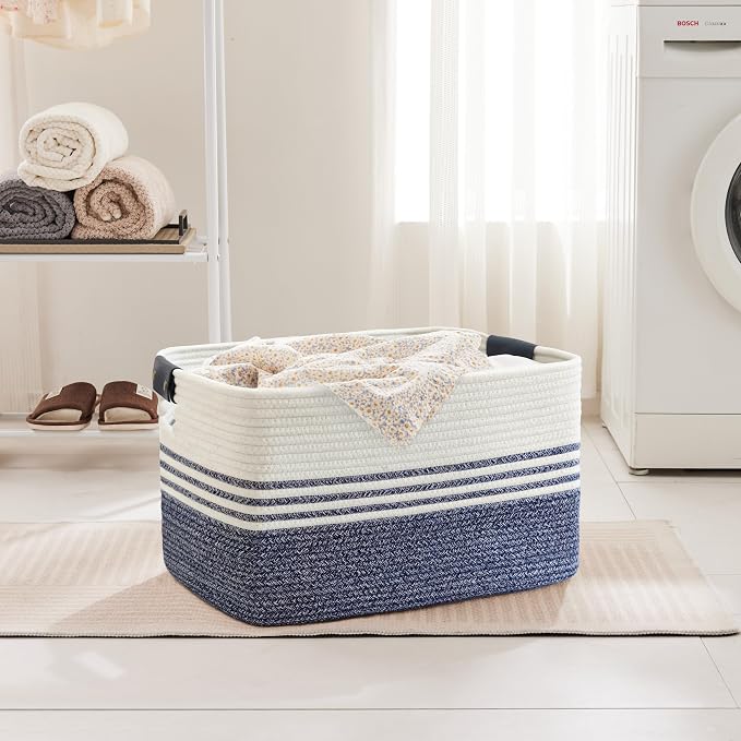 72L Large Laundry Basket with Leather Handles - Image 3