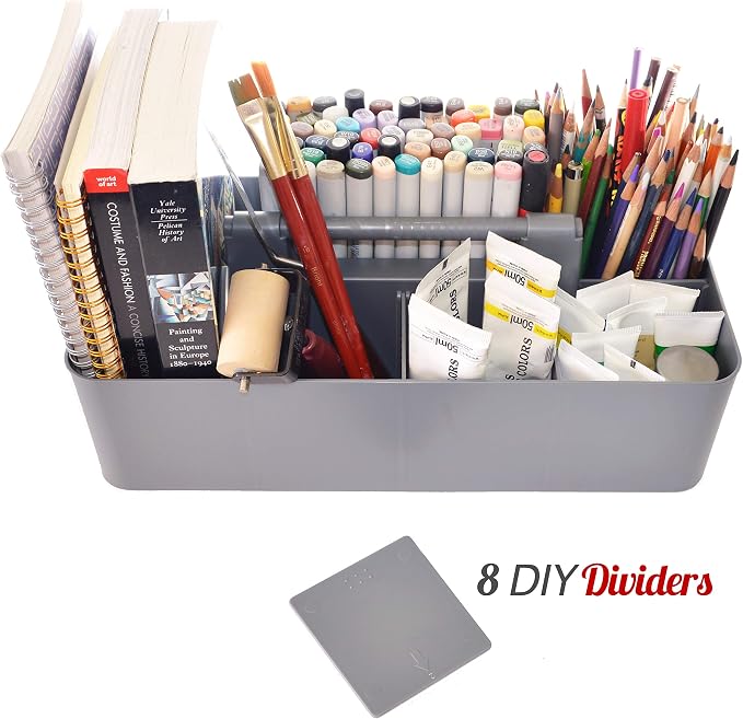 -Large Portable Caddy, DIY Dividers, 8 Compartments, School Office Supplies - Image 3