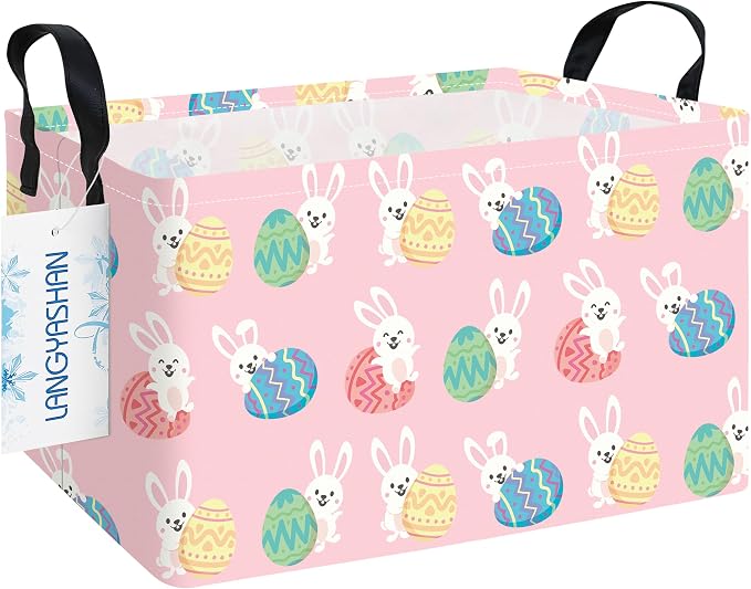 LANGYASHAN Rectangular Storage Bin Collapse Canvas Fabric Cartoon Storage Basket - Image 8