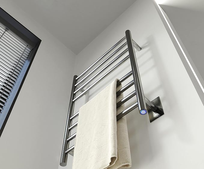 Towel Warmer Polished Chrome for Bathroom Wall Mounted Drying Rack Plug-in - Image 3