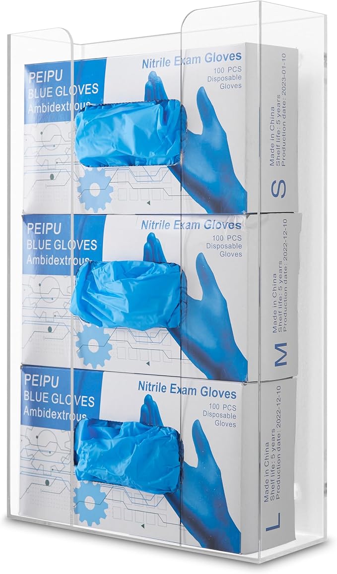 Stock Your Home Triple Acrylic Gloves Dispenser, Tissue Box Shelf, Glove Holder by StockYourHome