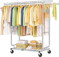 Hoctieon 2-Minute Assembly Double Rod Clothes Rack, Heavy Duty Rolling Clothing by Hoctieon