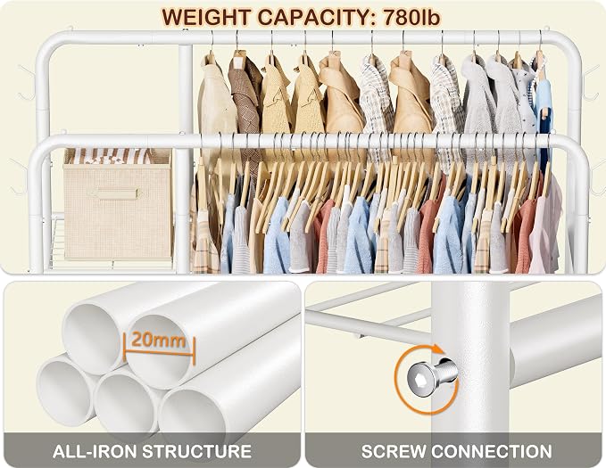 Double Rods Clothes Rack Clothing Rack - Image 5