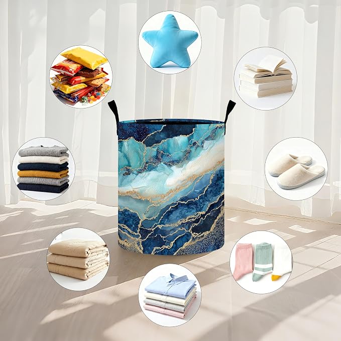 Marble Laundry Basket Storage Bin Foldable Laundry Hamper Clothes Storage - Image 5
