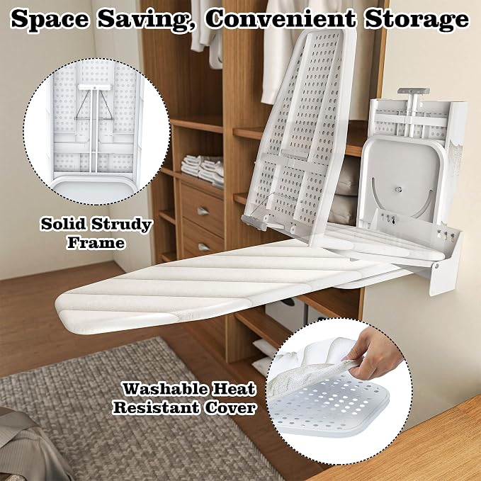 MYOYAY Wall Mounted Ironing Board 12 x 37 Inch Space-Saving 180° Swive Fold - Image 6