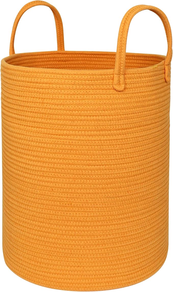 Large Orange Laundry Basket, XL Cotton Rope Toy Bin by MEGASKET