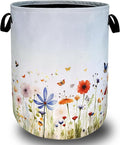Colorful Wildflowers Laundry Hamper Butterfly Floral Laundry Basket by SELIONLIKN