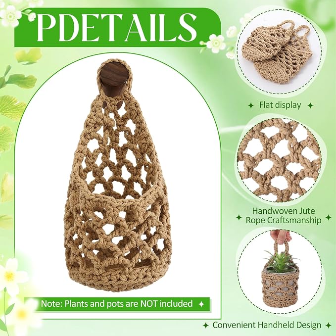 6 Pk Wall Planters for Indoor Macrame Plant Hanger Boho Wall Mounted Flower - Image 2