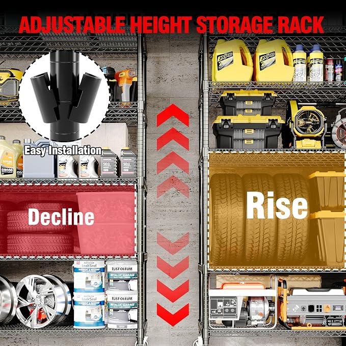 5-Tier Heavy Duty Metal Shelving Unit, Adjustable Height & Feet, Sturdy - Image 4
