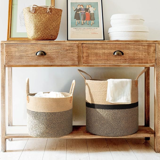 CHICVITA Extra Large Jute Woven Storage Basket - Image 2