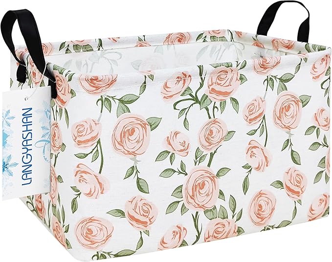 LANGYASHAN Rectangular Storage Bin Collapse Canvas Fabric Cartoon Storage Basket by LANGYASHAN