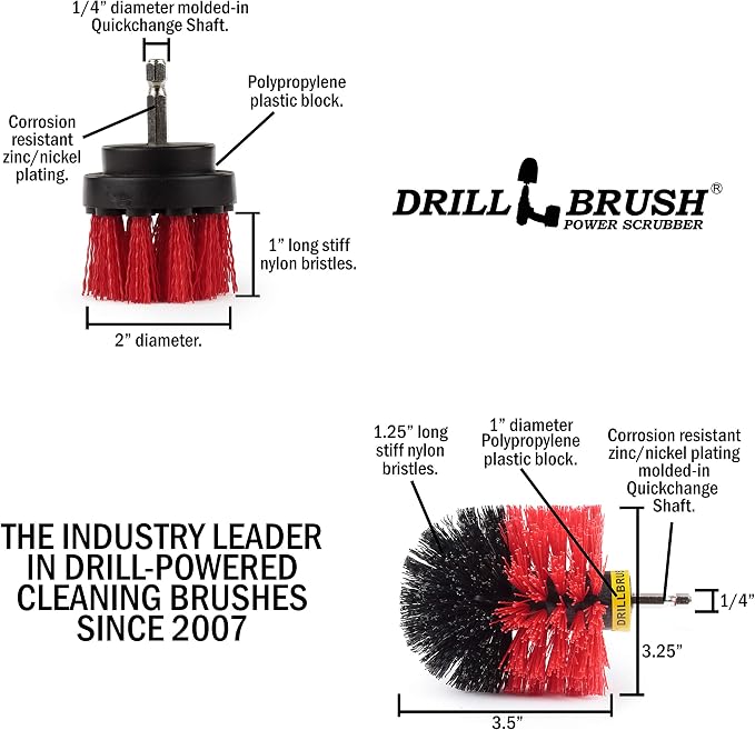 2 Piece Red Stiff Brush Cleaning Set - Image 5