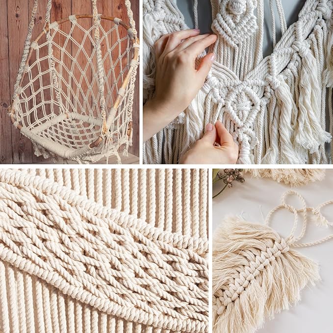 AIFUN Macrame Cord 8mm X 33yards, Natural Cotton Macrame Rope - Image 7
