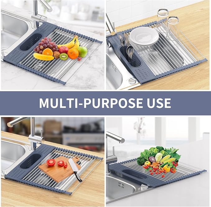 LEMIKKLE Roll Up Dish Drying Rack 17 x 15 Over The Sink Dish Drying Rack - Image 4