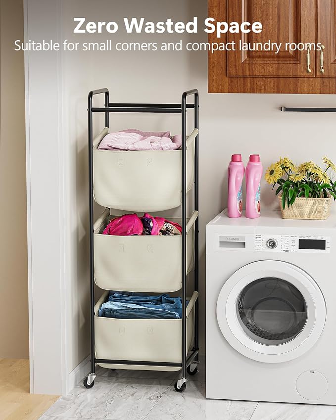 Moforoco Vertical Laundry Sorter 3 Section - Image 4