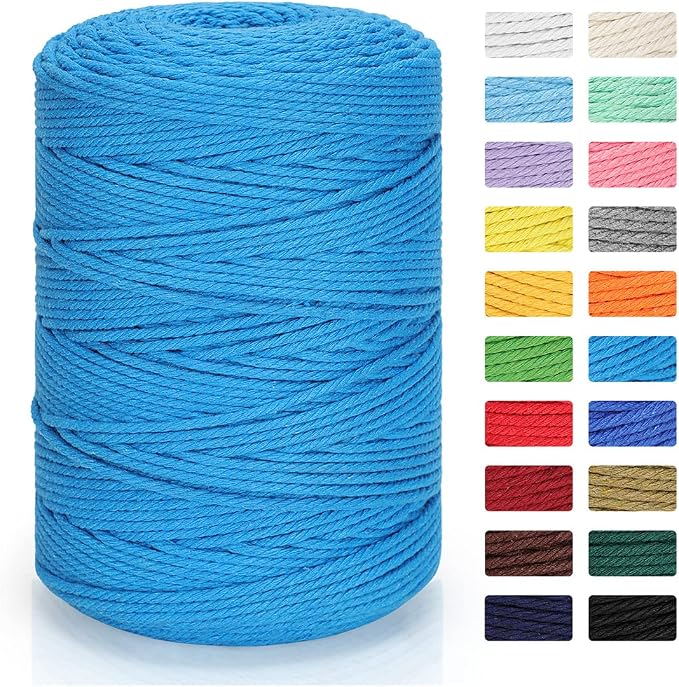 Macrame Cord 3mm x 328yd | 100% Natural Cotton Macrame Rope | 4 Strand Twisted by MacraBoho