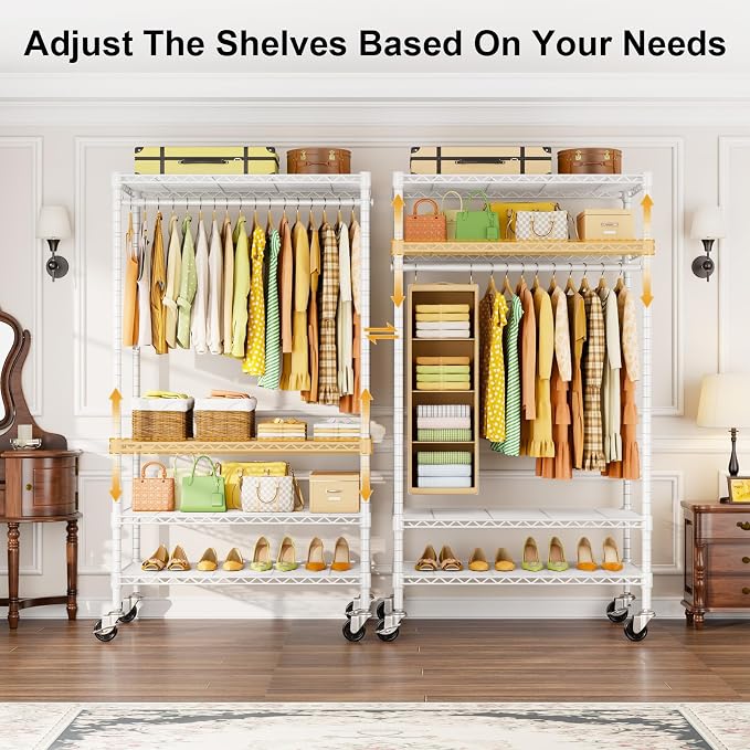 P9 Rolling Clothes Rack Heavy Duty, Clothing Racks - Image 5