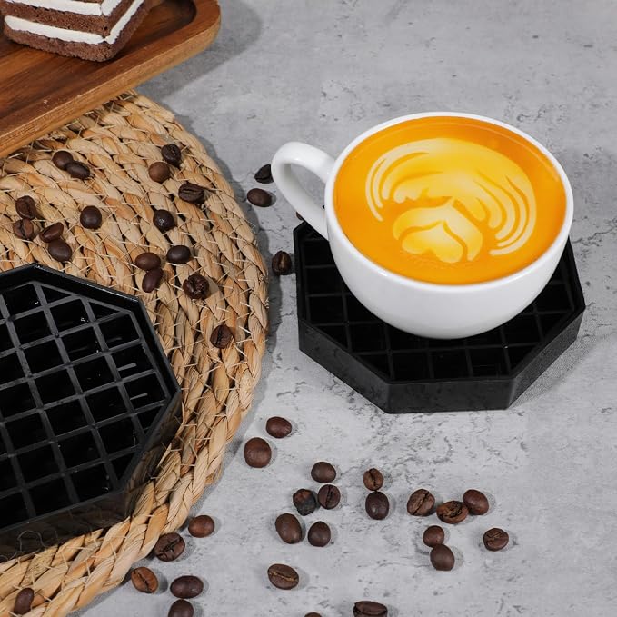 8 Pcs Octagon Drip Tray with Honeycomb Grid, 4 Inch Black Plastic Drip Trays - Image 7