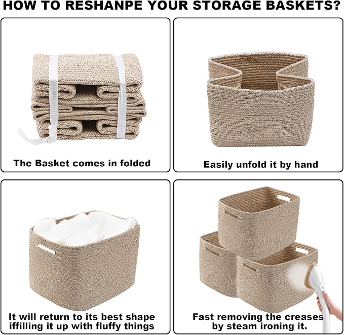 3 Pack Woven Storage Baskets for Shelves, 13.5"×11"×9.5"Organizing Bins - Image 9