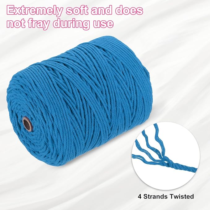 HARFINGTON Natural Macrame Cord 3mm x 328 Yards 4 Strand Twisted Cotton Macrame - Image 3