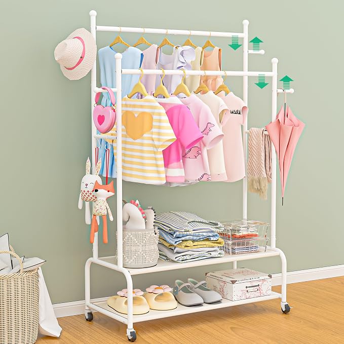 Adjustable Double Rods Kids Clothing Rack by QoQoLiLi