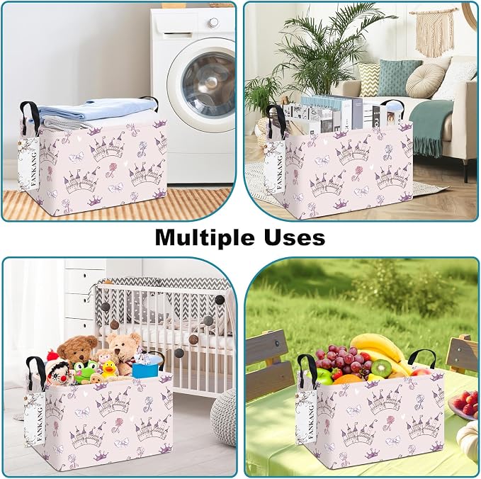 FANKANG Storage Bins, Nursery Hamper Canvas Laundry Basket Foldable - Image 6