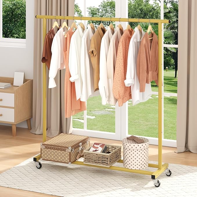 Buzowruil Metal Rolling Clothing Rack Adjustable Freestanding Garment Organizer - Image 4