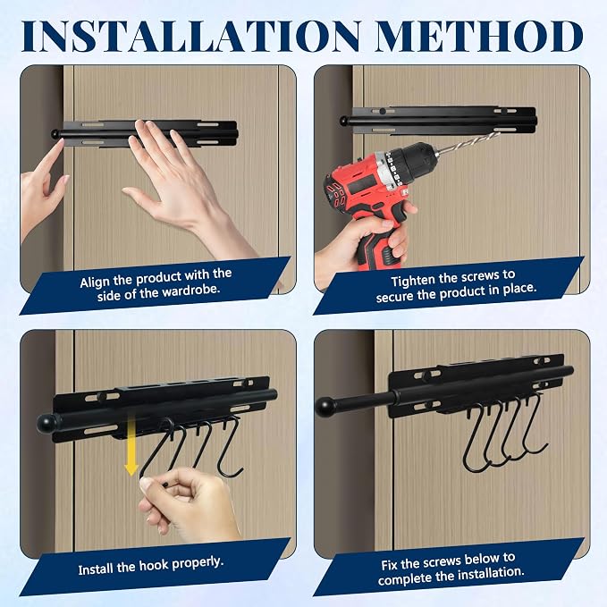 12 Inch Valet Rod for Closet Pull Out, Retractable Carbon Steel Pull Down - Image 7