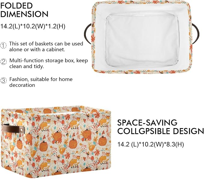 Fall Pumpkin Fox Storage Basket - Image 2