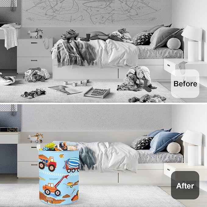 Construction Vehicle Baby Laundry Hamper Collapsible Clothes Kids Storage - Image 2