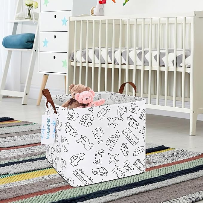 LANGYASHAN Square Storage Baskets Waterproof Canvas Children Laundry Nursery - Image 6