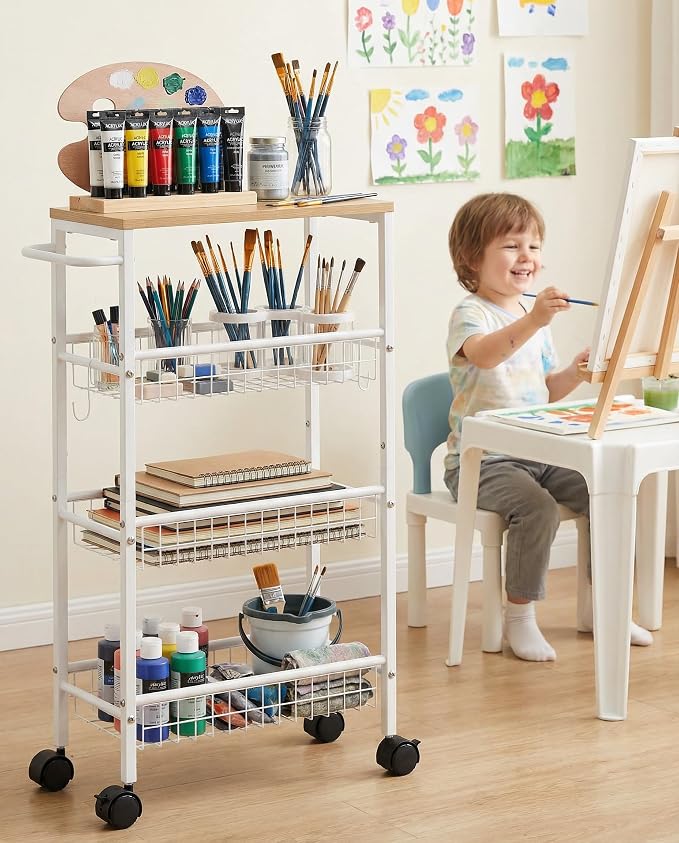 Rolling Utility Cart, 4-Tier Slim Narrow Storage Cart - Image 8