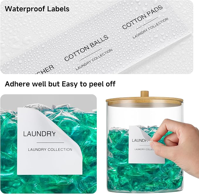 Glass Jars and Acrylic Dryer Sheet Holder, Laundry Pods Container - Image 4