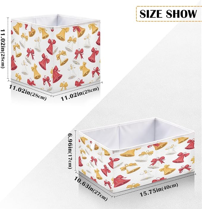 senya Large Storage Bins Christmas Bells Collapsible Foldable Storage Cubes - Image 3