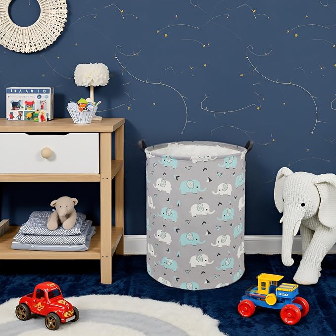 HIYAGON Elephant Baby Laundry Basket Baby Hamper - Image 4
