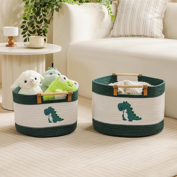Large Blanket Basket 35L Cotton Rope Basket - Image 8