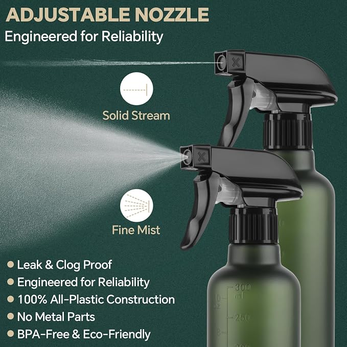 Leakproof Spray Bottles, Adjustable Fine Mist & Jet Stream Nozzle, Premium - Image 2