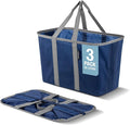 CleverMade EcoBasket 30L Collapsible Tote Basket 3 Pack – Reusable Grocery Tote by CleverMade