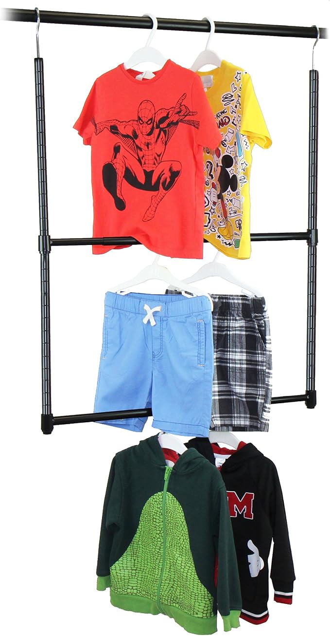 Oceanstar 2-Tier Portable Adjustable Closet Hanger Rod - Image 4