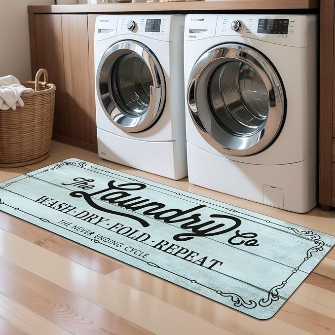 Pauwer Laundry Room Rug Runner 20"x60" Waterproof Rubber Laundry Mat Non Slip by Pauwer