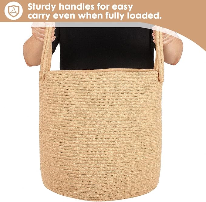 ShellKingdom Laundry Basket, Large Natural Rope Woven Storage Basket - Image 7