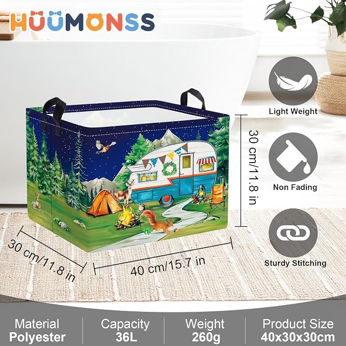 Night Camping Laundry Hamper Picnic Large Storage Basket Bonfire Collapsible - Image 6