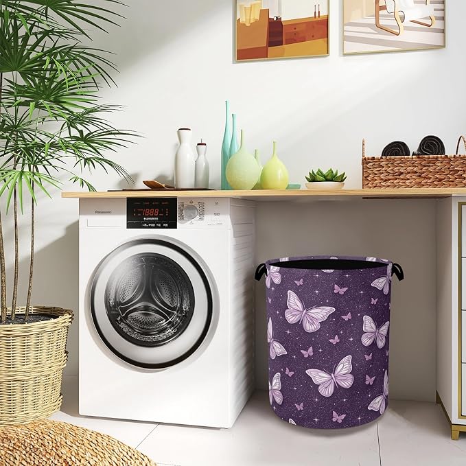 Purple Butterfly Laundry Basket, Oxford Cloth Laundry Hamper - Image 8