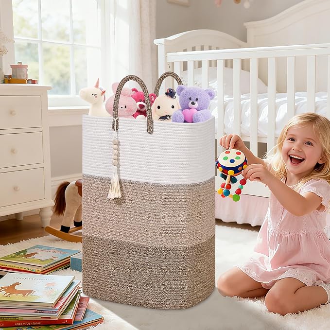 Woven Laundry Basket for Clothes, 100 L Large Rectangle Laundry Hampers - Image 7
