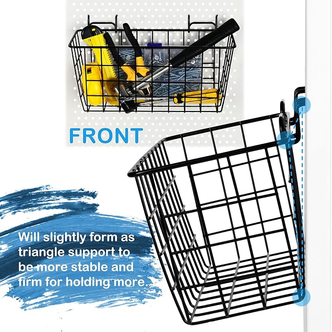 4 Pack Pegboard Baskets, Peg Board Baskets Bins Set - Image 5