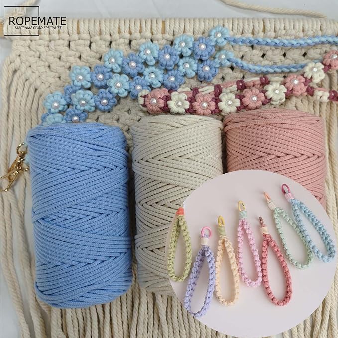 ROPEMATE 100% Cotton Macrame Cord 3mm x110Yards Soft Double Braided Cotton Rope - Image 5