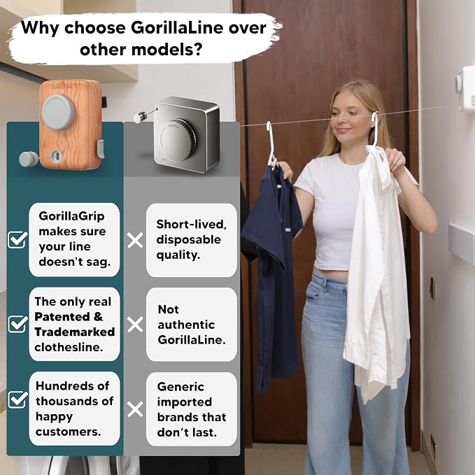 GorillaLine Max – Retractable Clothesline Indoor Outdoor, Non-Sagging Heavy - Image 4