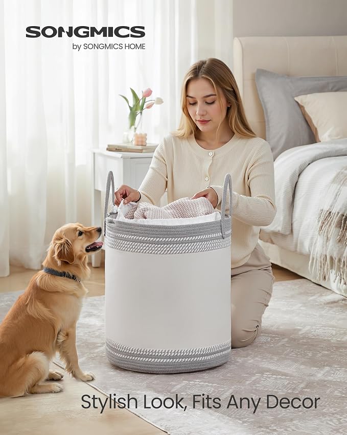 SONGMICS Laundry Hamper, Cotton Rope Laundry Basket - Image 2