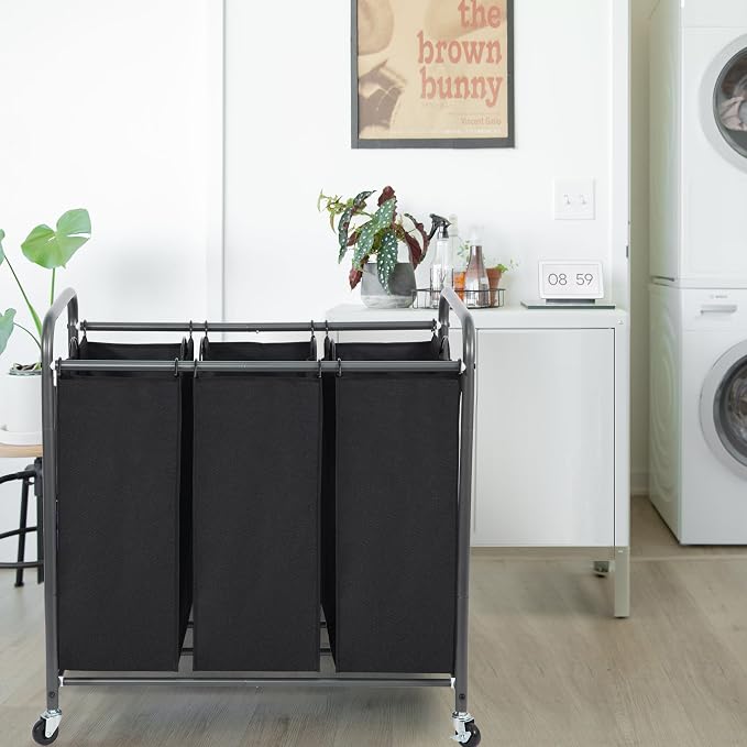 Laundry Sorter Hamper with Wheels, Heavy-Duty Laundry Sorter Rolling Cart - Image 7