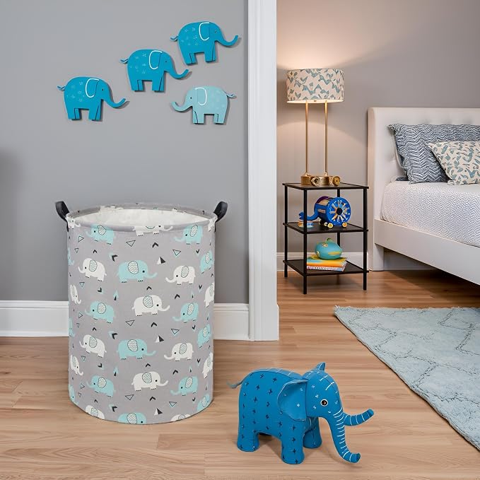 HIYAGON Elephant Baby Laundry Basket Baby Hamper - Image 6
